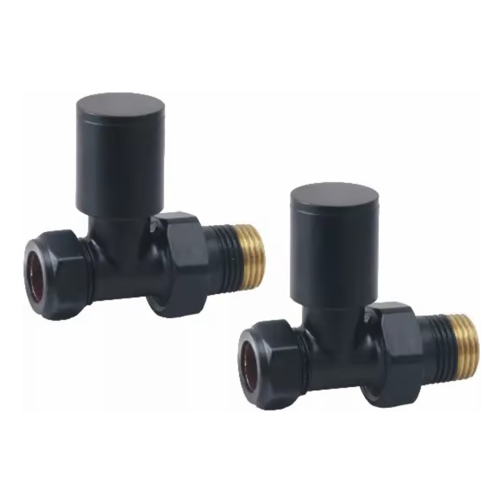 Crosswater Matt Black Straight Towel Radiator Valves Cut Out