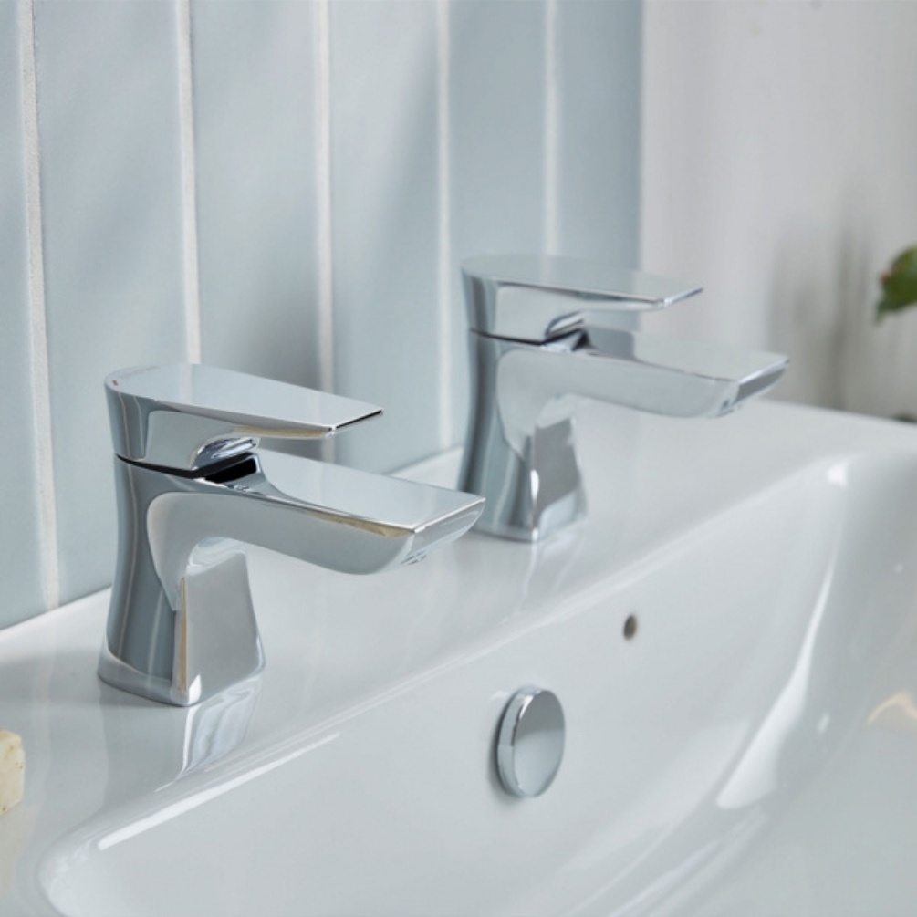 Lifestyle image of the Bristan Hourglass Chrome Basin Pillar Taps