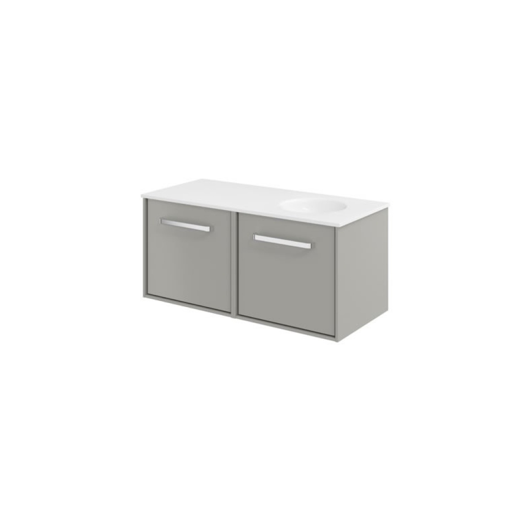 Cutout image of Crosswater Infinity 1000mm Storm Grey Wall-Hung Vanity Unit & Right-Handed Basin
