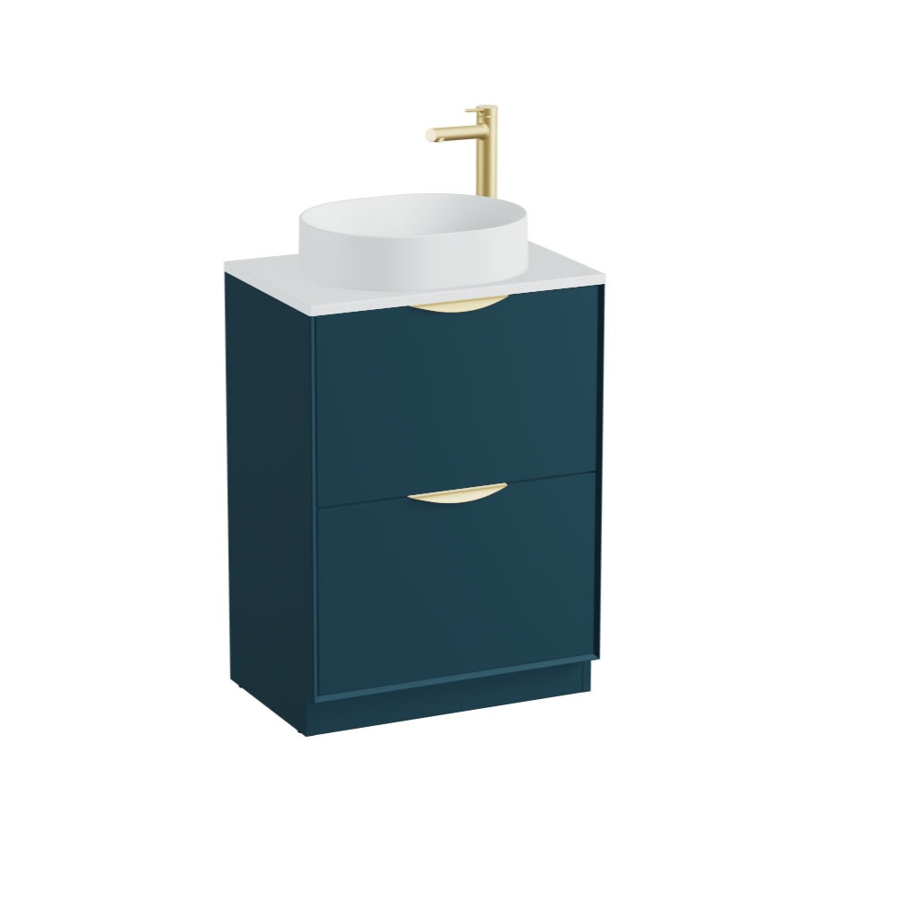 Vado Safari Smooth 600mm Atlantic Blue Floorstanding Vanity Unit & Arctic White Worktop