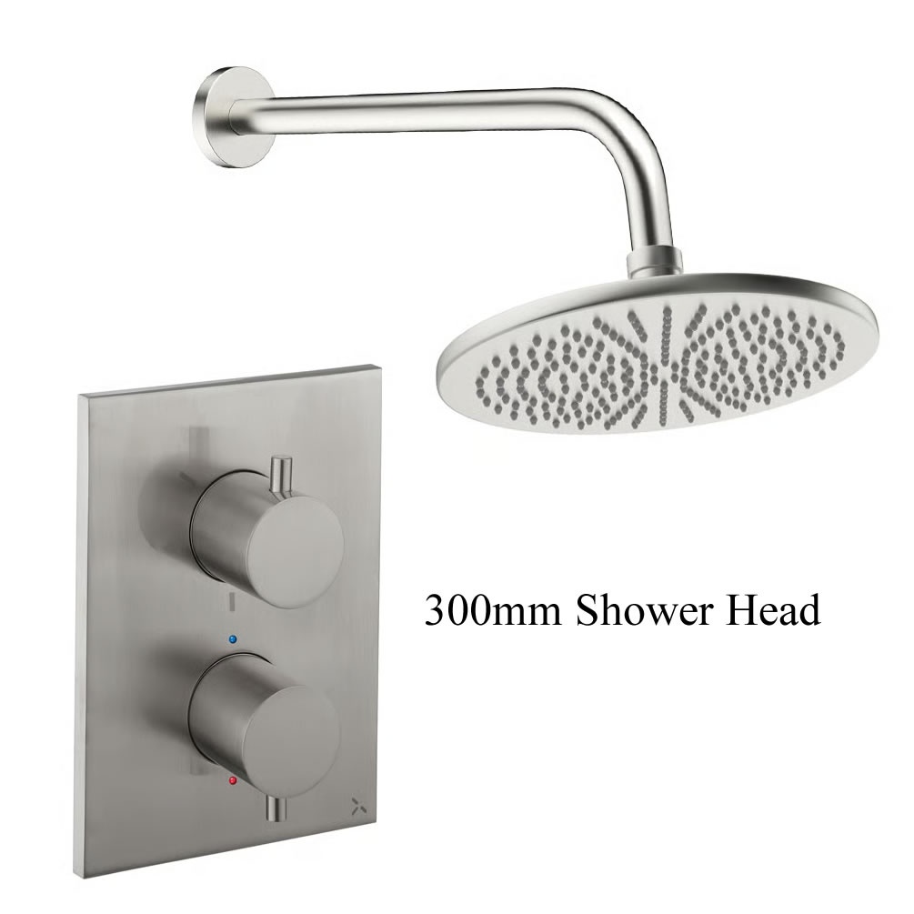 Cutout image of Crosswater Crossbox Brushed Nickel Single Outlet Rainfall Shower Set 300mm head