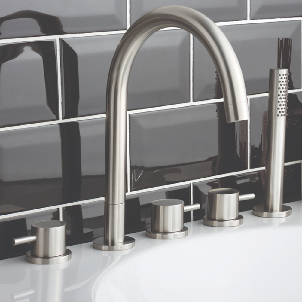 Lifestyle Photo of JTP Inox Brushed Stainless Steel 5TH Bath Shower Mixer