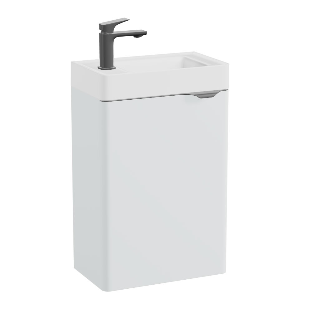 Vado Cameo 400mm Wall Hung Vanity Unit & Arctic White Mineral Cast Basin - Left Hand