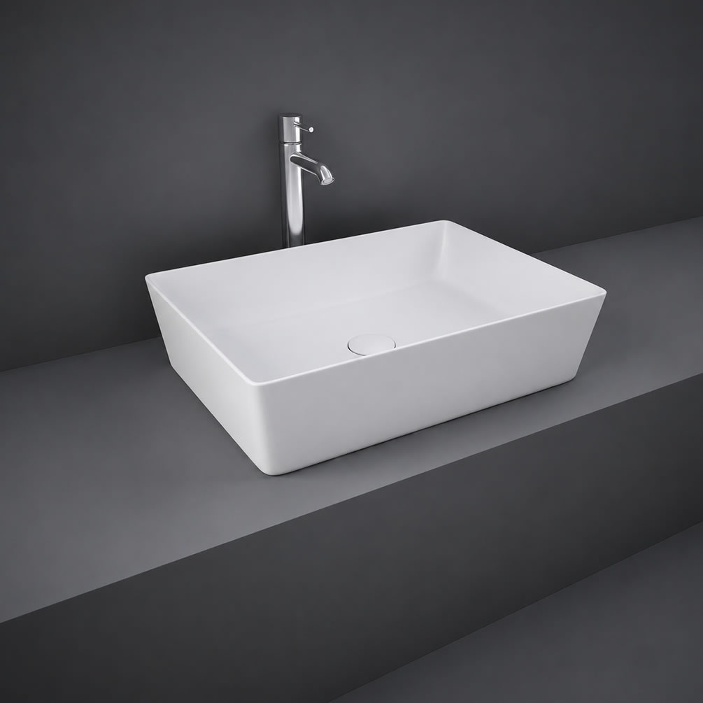 Lifestyle image of RAK Feeling Matt White 500mm Rectangular Countertop Basin