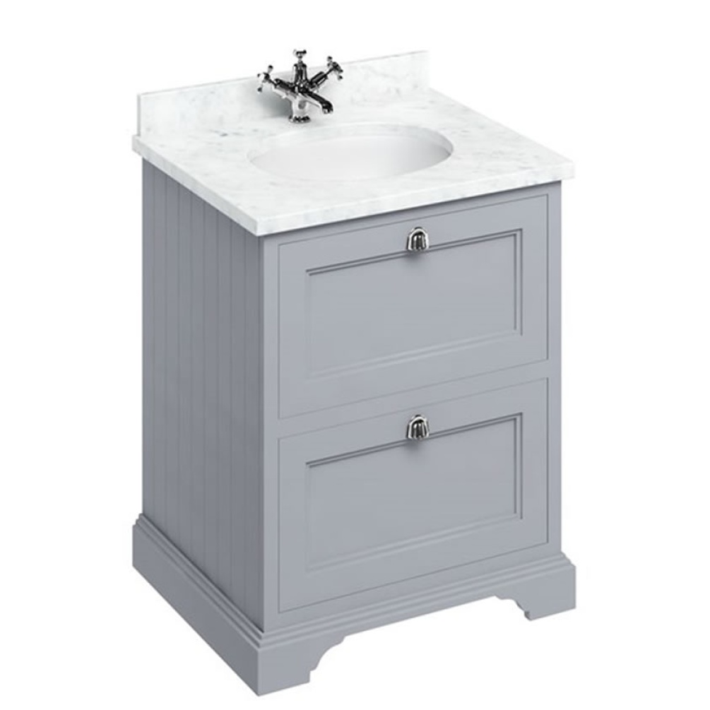 Burlington Minerva 650mm Worktop & Classic Grey Freestanding Vanity Unit with Drawers