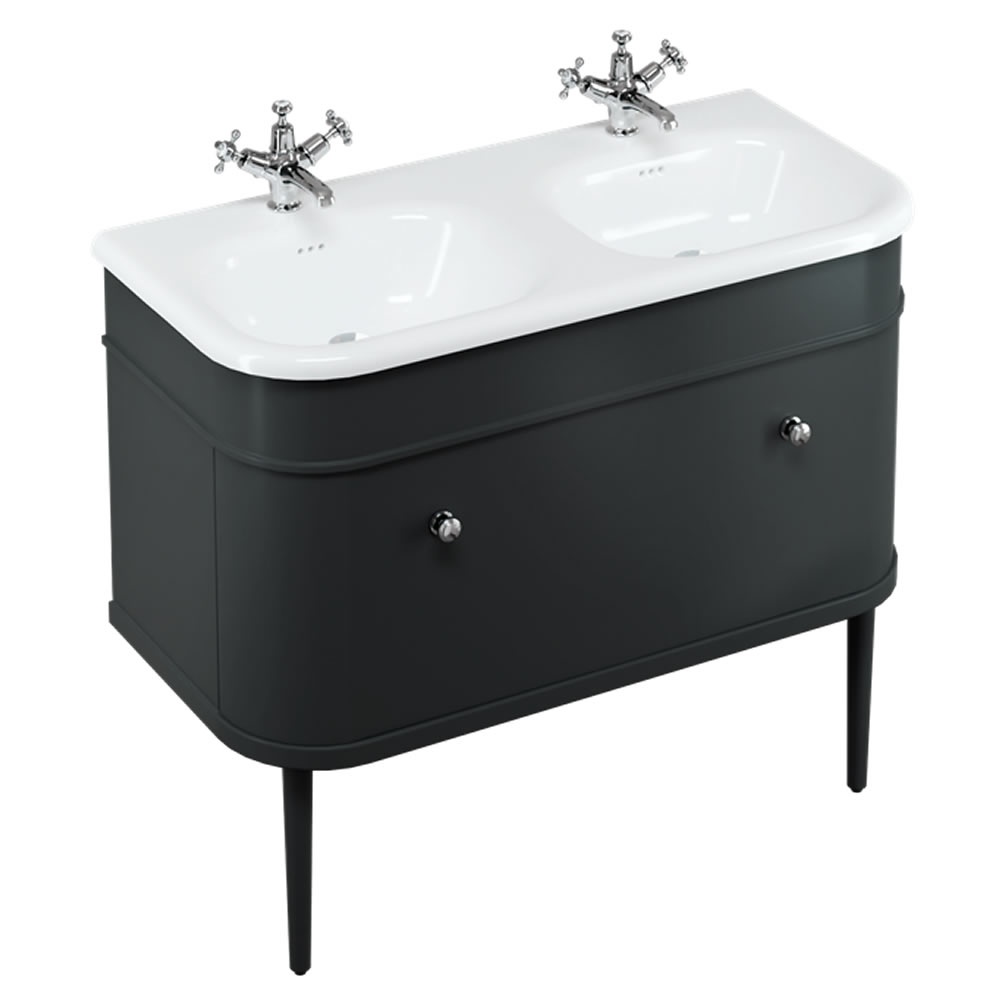 Burlington Chalfont 1000mm Double Basin With Matt Black Unit & Legs