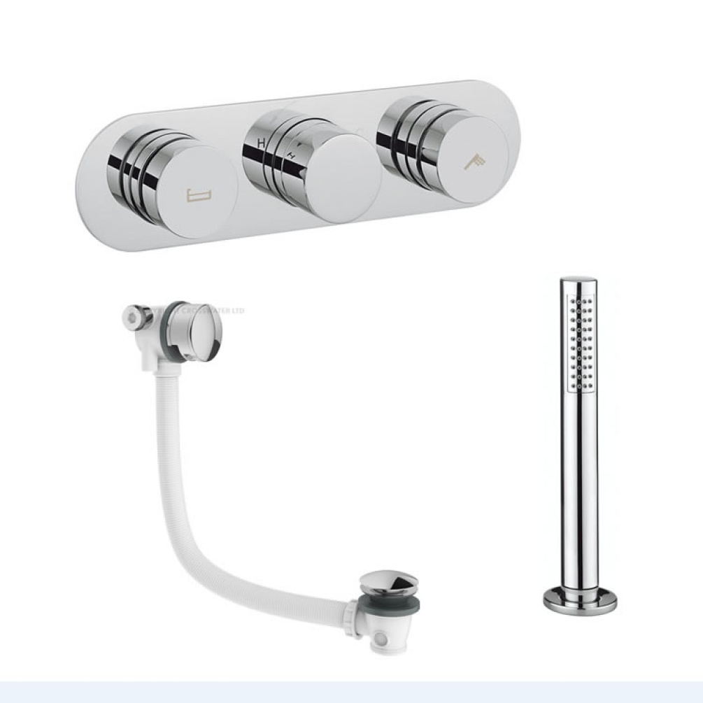Crosswater Dial Bath Valve 2 Control with Central Trim, Handset & Filler