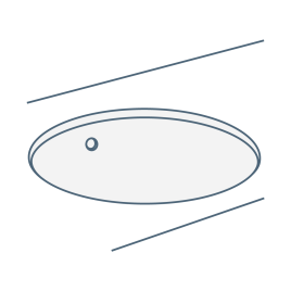 iconography image of a circular or round undermount inset basin/bathroom sink