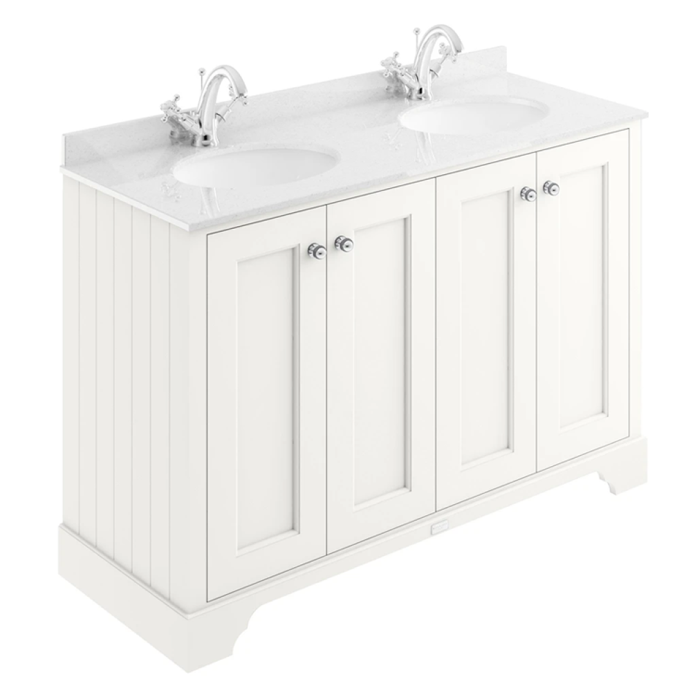Bayswater Pointing White 1200mm 4 Door Vanity Unit & White 1TH Worktop