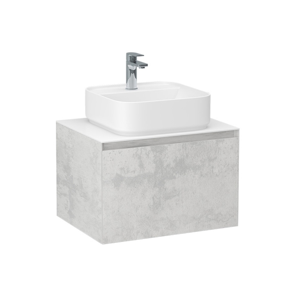Imex Ravine Natural Stone 600mm Wall Mounted Single Drawer Vanity Unit Cut Out