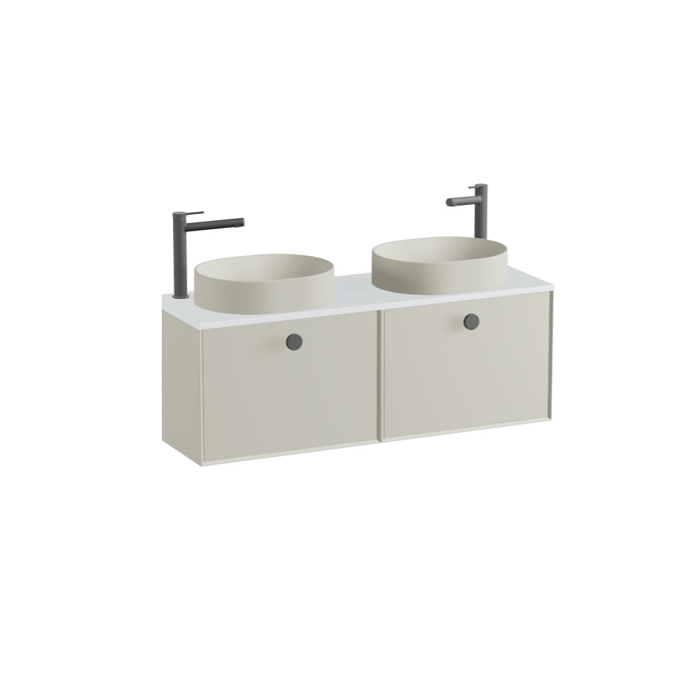 Vado Safari Smooth 1200mm Cashmere Wall Hung Vanity Unit & Arctic White Worktop