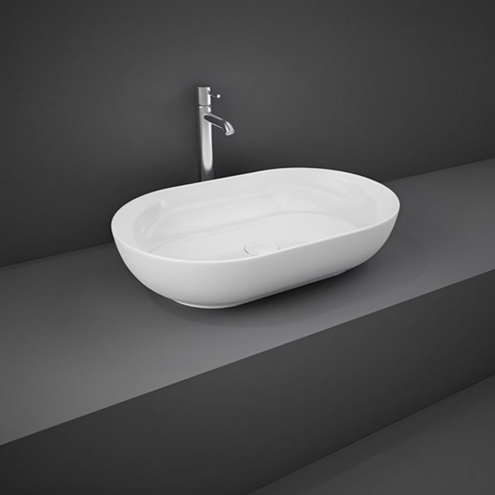 RAK Feeling Gloss White 550mm Oval Countertop Basin Lifestyle