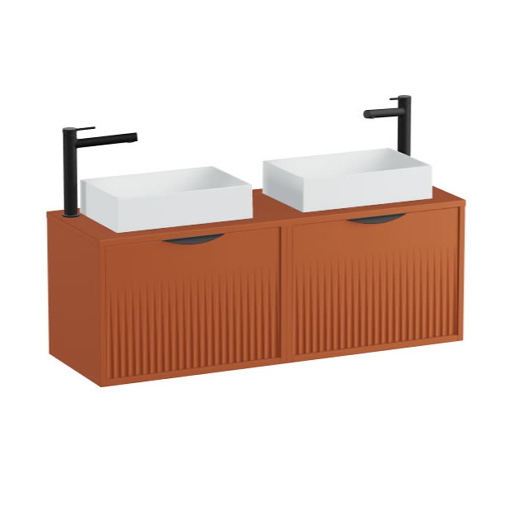 Vado Safari Fluted 1200mm Terracotta Wall Hung Vanity Unit & Worktop