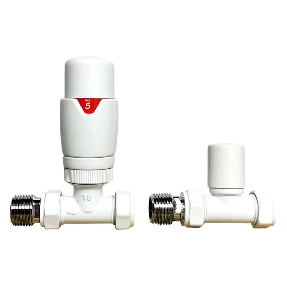Cutout image of Radox White Thermostatic Straight Valves