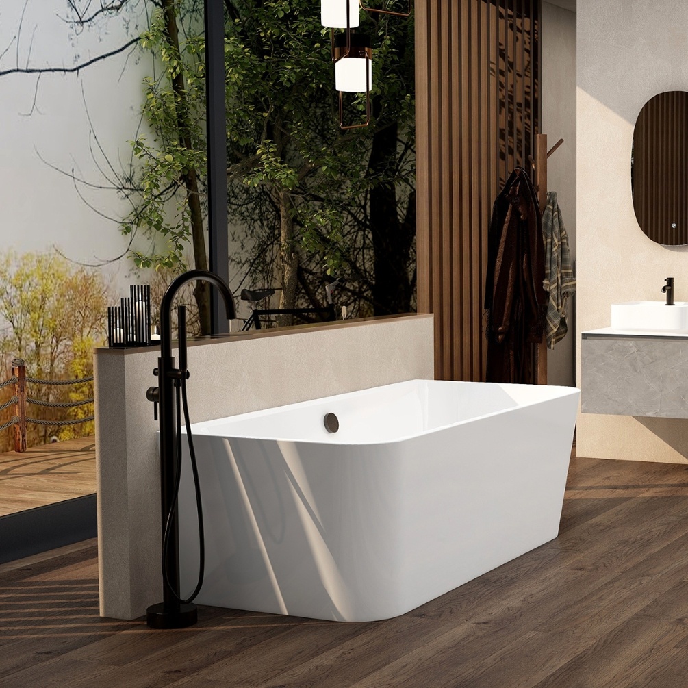 Imex Ravine White 1700mm Back To Wall Freestanding Bath Lifestyle 2