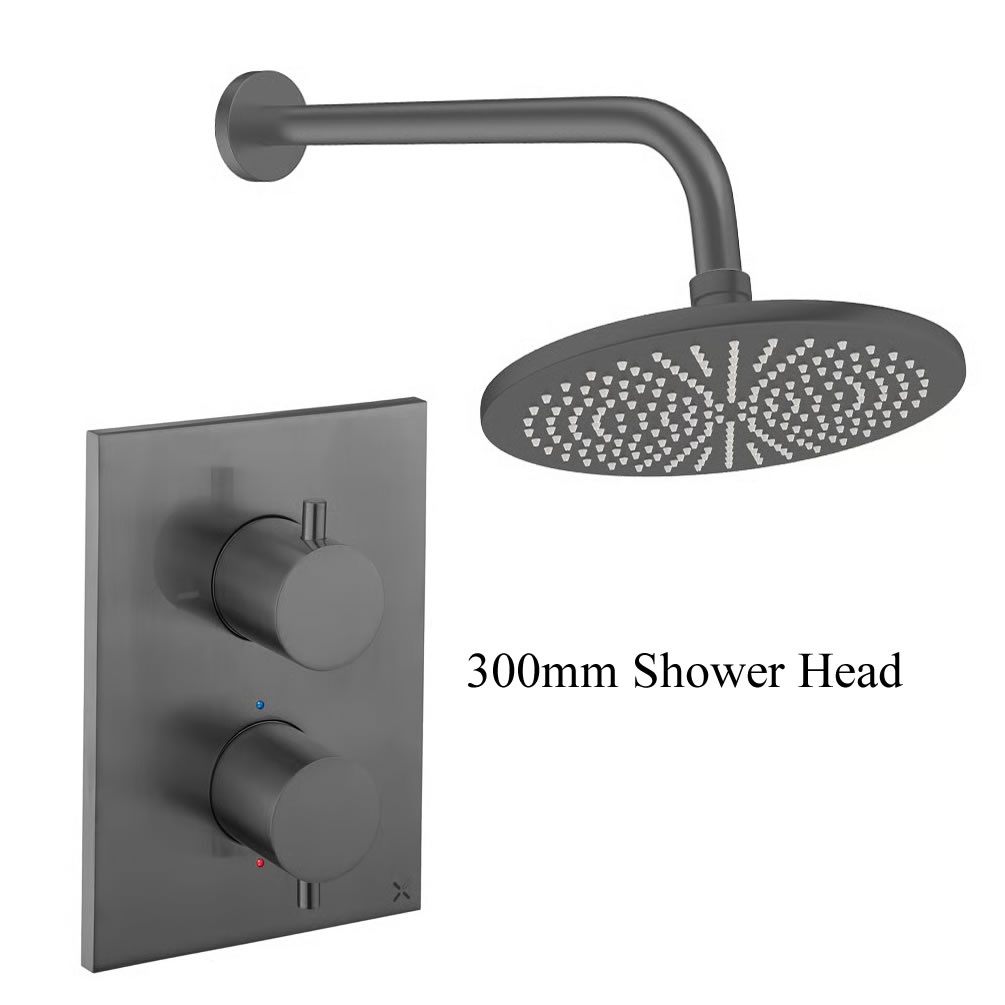 Cutout image of Crosswater Crossbox Slate Single Outlet Rainfall Shower Set 300mm head