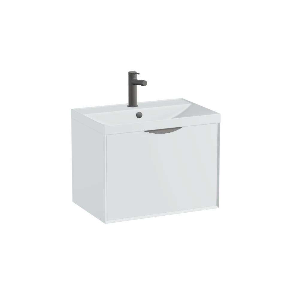 Vado Safari Smooth 600mm Arctic White Wall Hung Vanity Unit & Mineral Basin