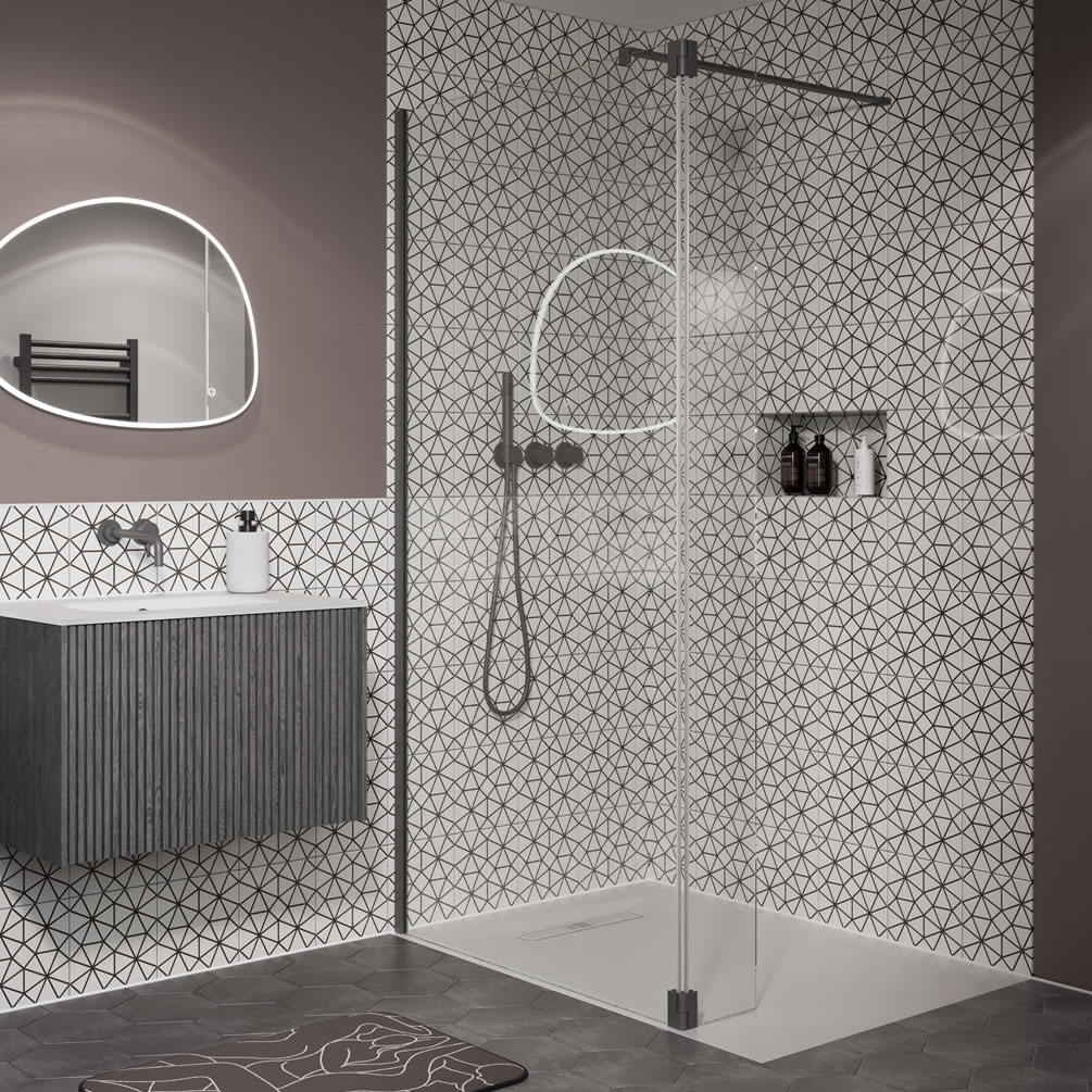 Lifestyle image of Crosswater Gallery 10 Slate 1200mm Wetroom Screen