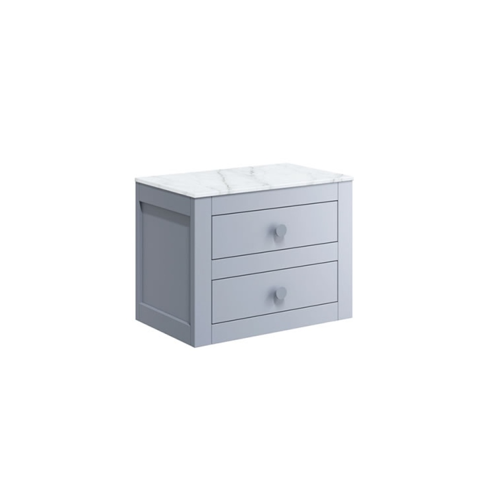 Cutout image of Crosswater Canvass Storm Grey Wall-Hung Vanity Unit with Marble Worktop 600mm