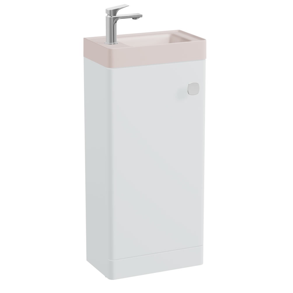 Vado Cameo 400mm White Floorstanding Vanity Unit & Pink Basin - Left Hand
