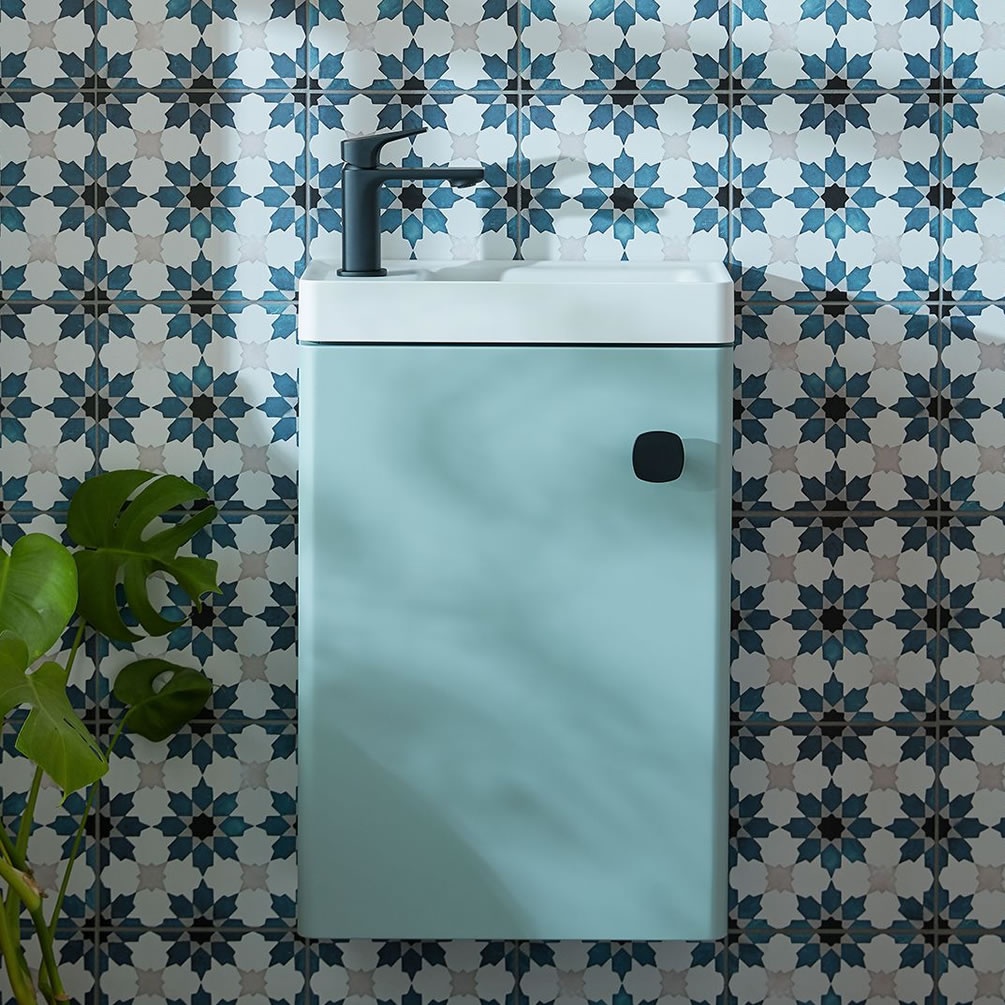 Vado Cameo Cove Blue 400mm Wall Mounted Vanity Unit - Lifestyle Image