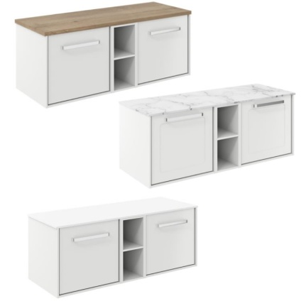 Cutout image of Crosswater Infinity 1200mm Matt White Wall-Hung Vanity Unit & Worktop