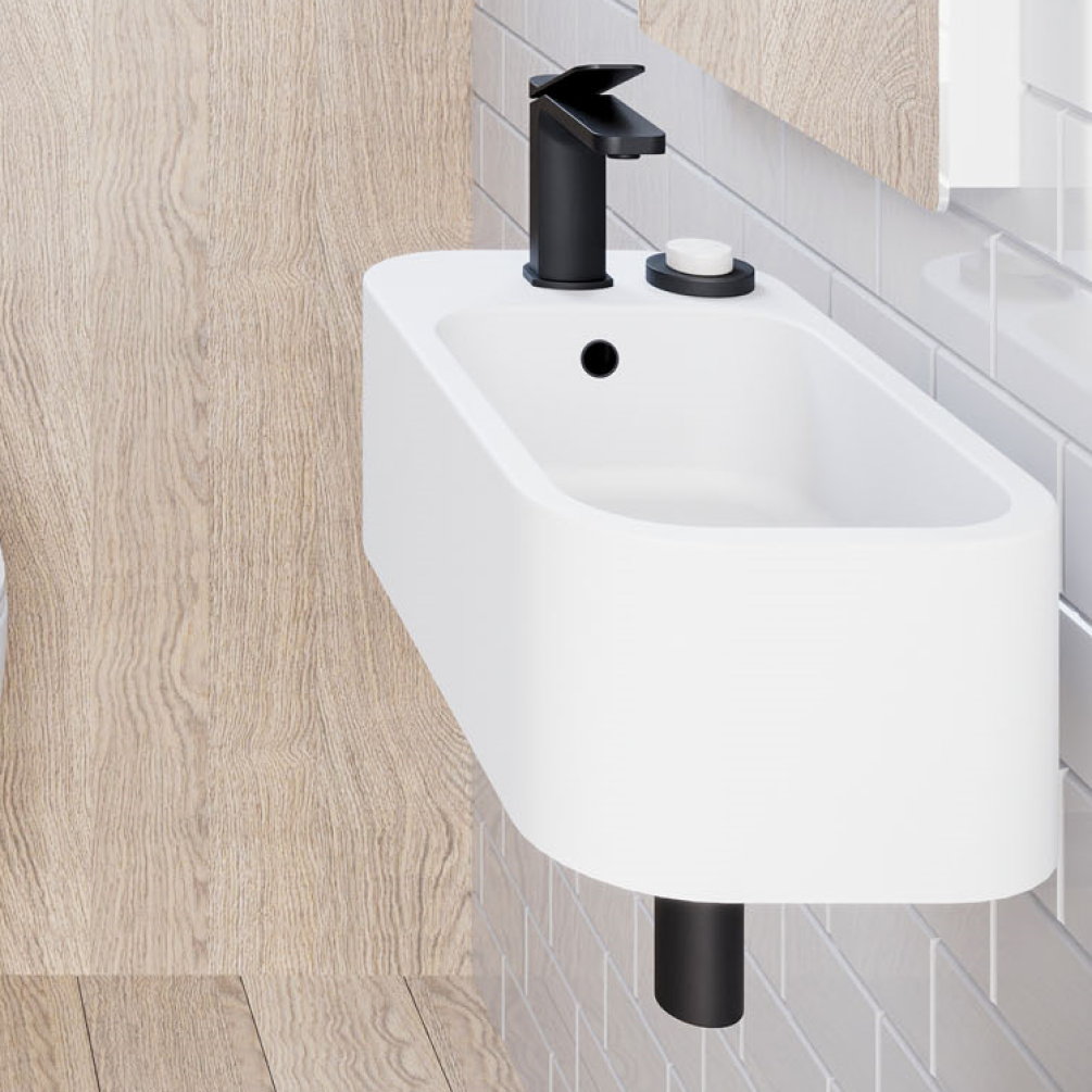 Photo of Crosswater Popolo Matt White Wall Hung Cloakroom Basin Cutout