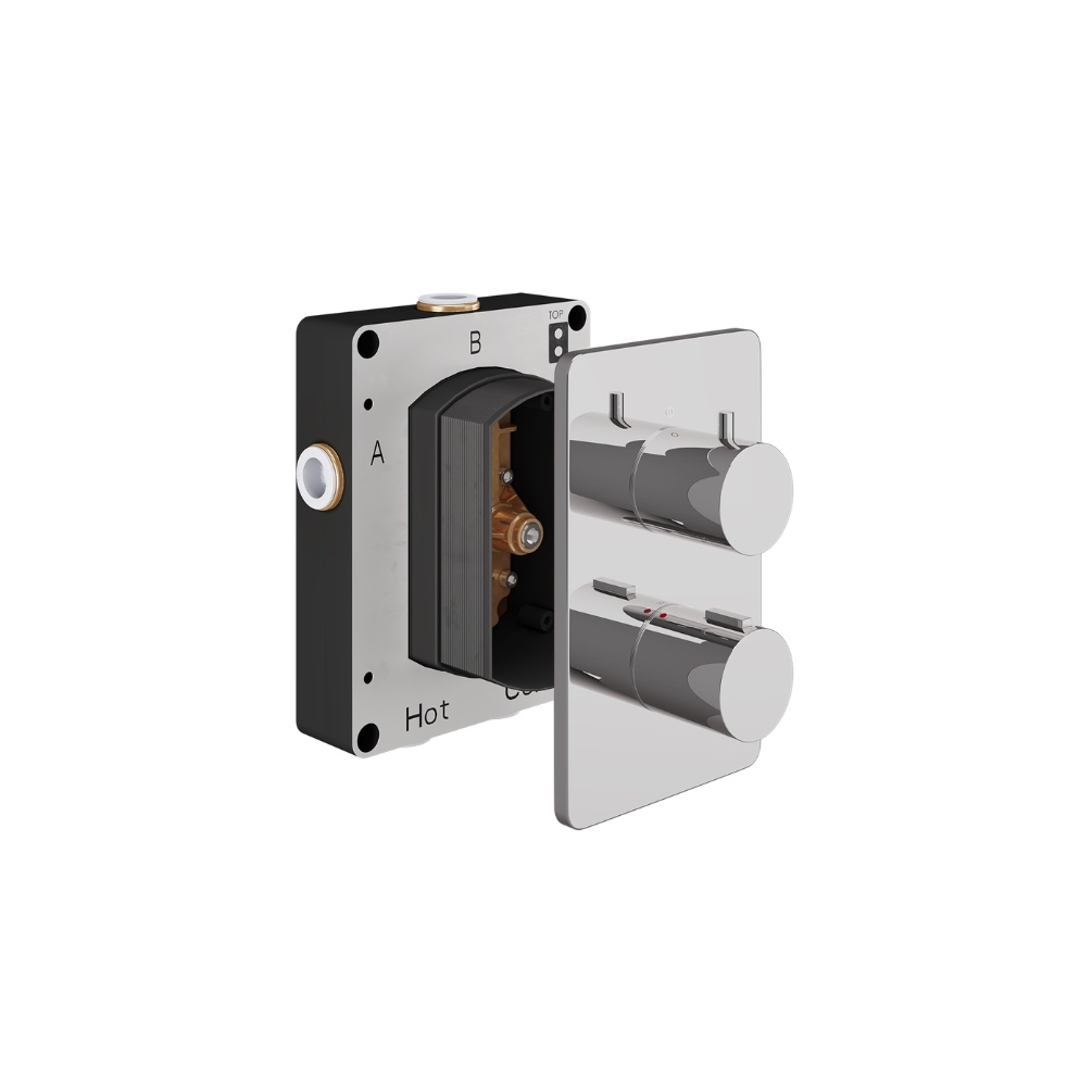 Product Cut out image of the Abacus Iso Chrome 3 Outlet 2 Handle Thermostatic Shower Valve