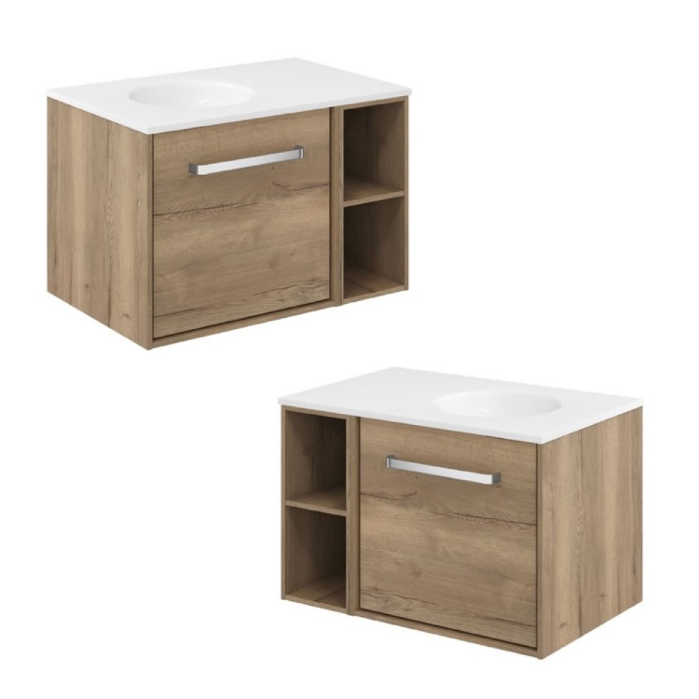 Cutout image of Crosswater Infinity 700mm Windsor Oak Wall-Hung Vanity Unit & Basin