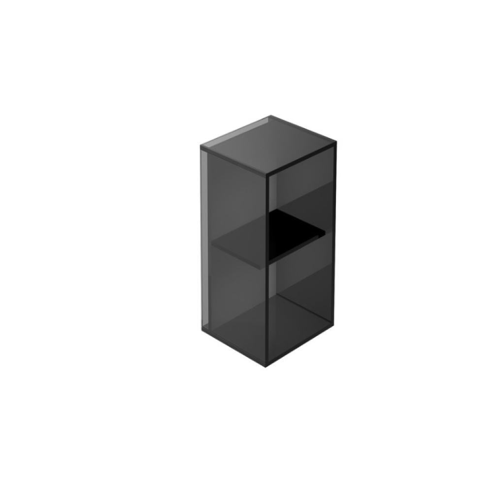 Product Cut out image of the Origins Living Rectangular Pier Black Glass 2 Box Shelf