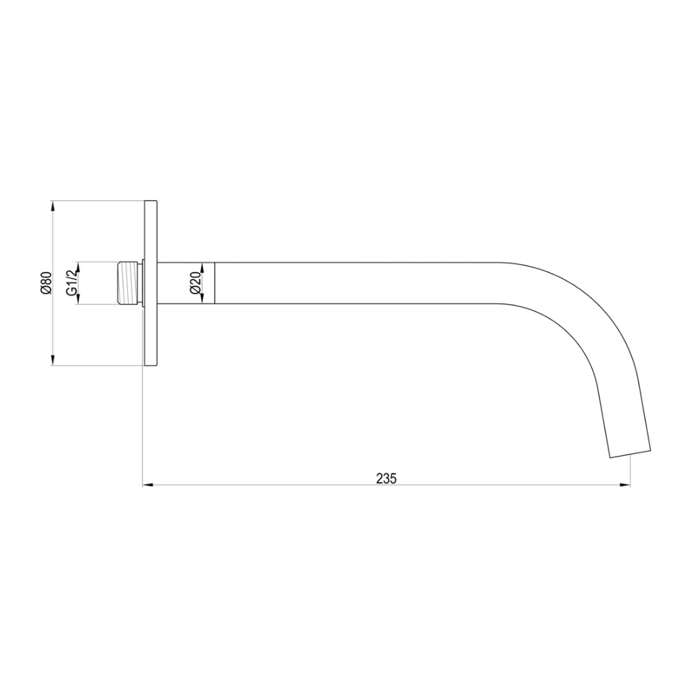 Product Specification image of the JTP Vos Matt Black Slim Bath/Basin Spout