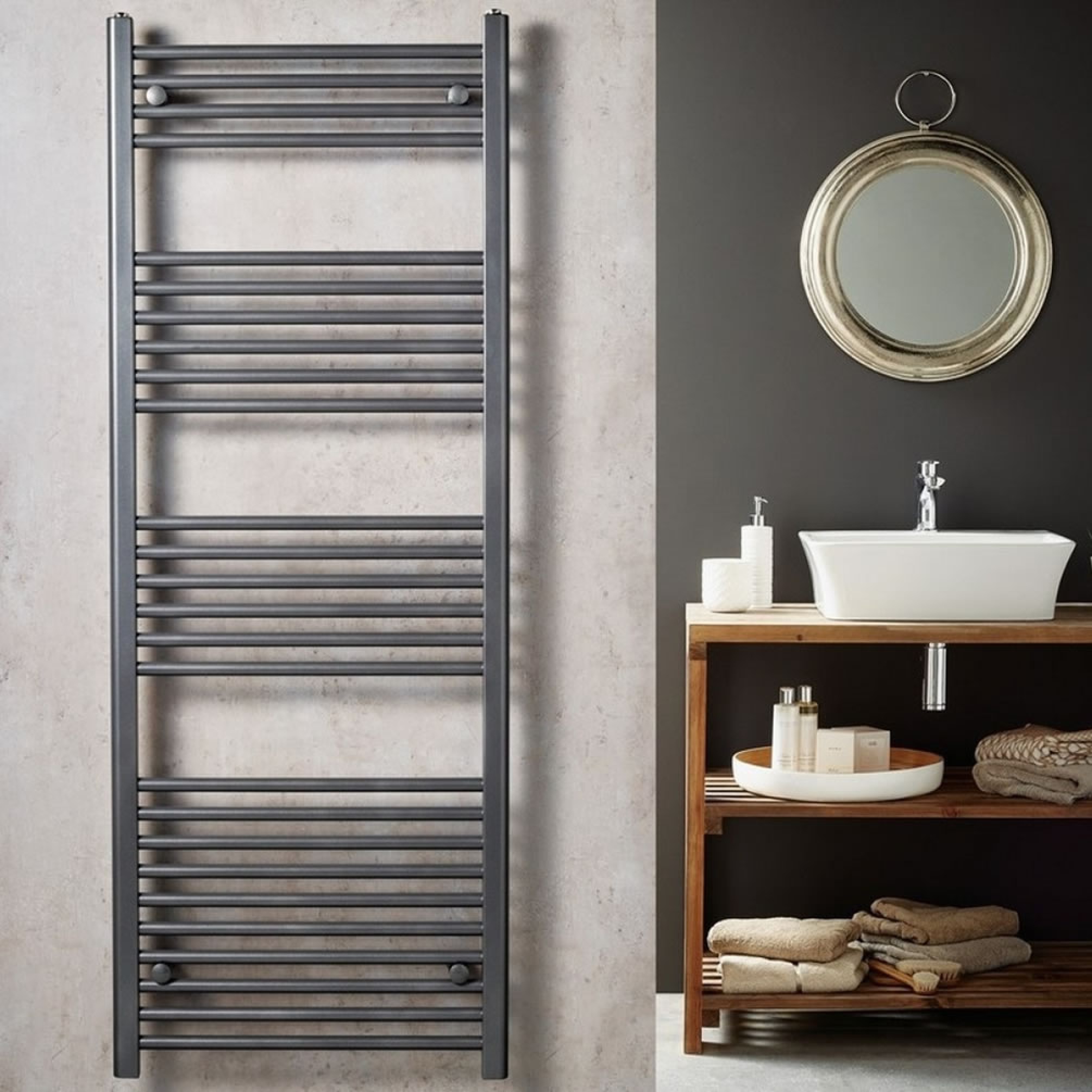 Velaro Elite Anthracite 1200 x 400 Towel Radiator | Sanctuary