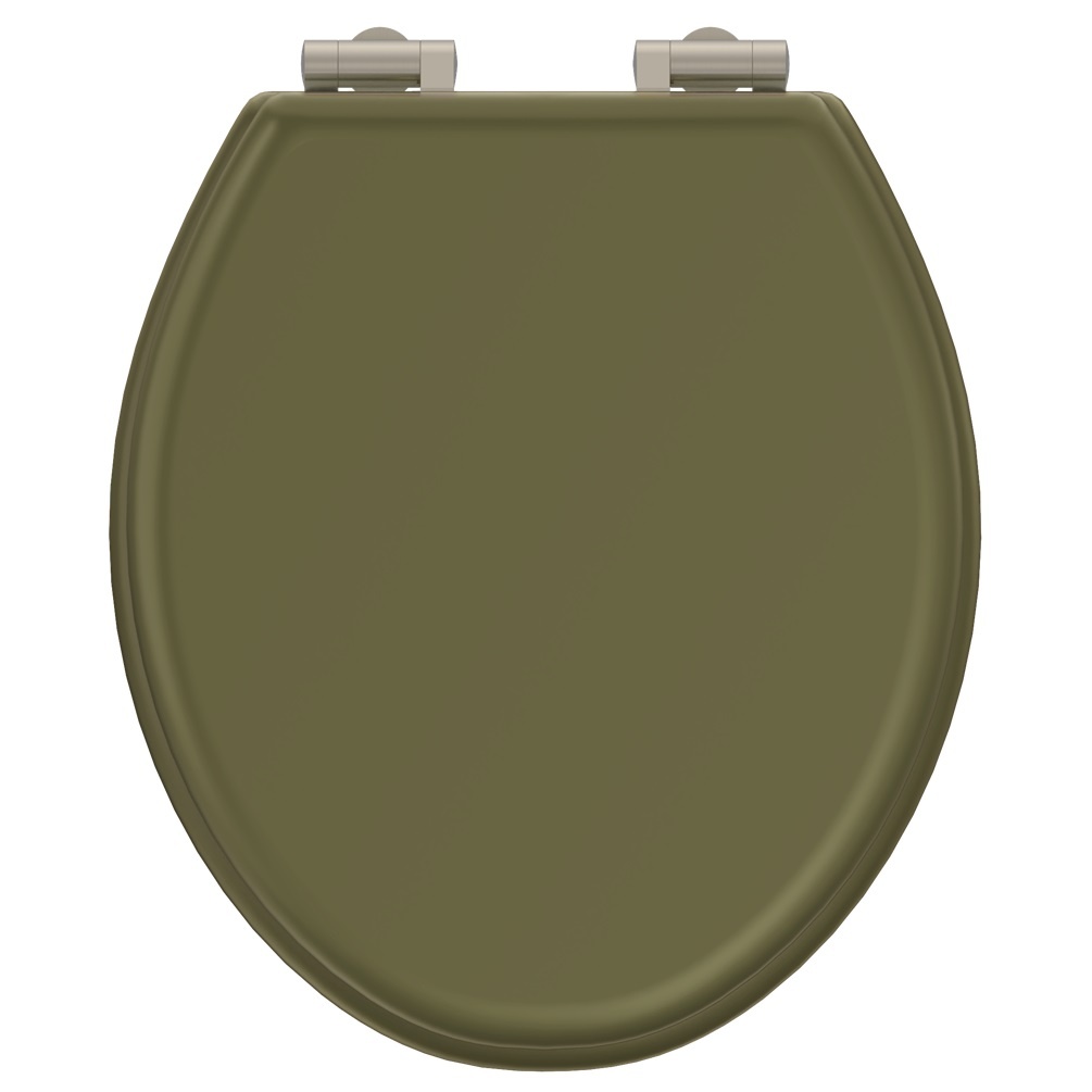 Product cut out image of Burlington Guild Carlyle Green Soft Close Toilet Seat with Nickel Hinges GU6105CG GUHGL