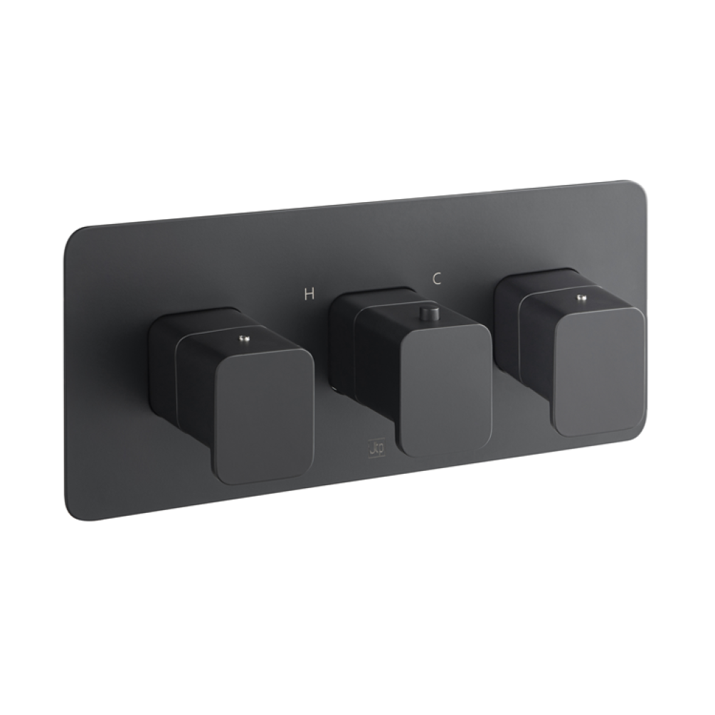 Photo of JTP Hix Matt Black Landscape Three Outlet Shower Valve Cutout