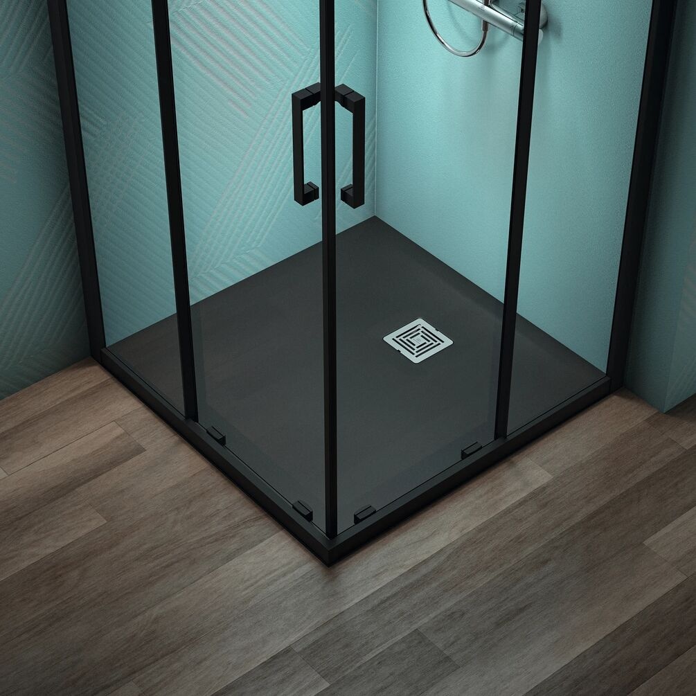 Lifestyle image of Ideal Standard Ultraflat S+ Jet Black 900mm Stone Resin Shower Tray