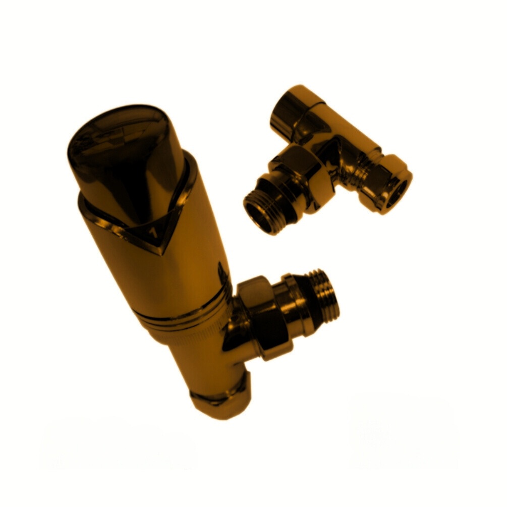 Product Cut out image of the Abacus Ultima Brushed Bronze Angled Thermostatic Radiator Valve