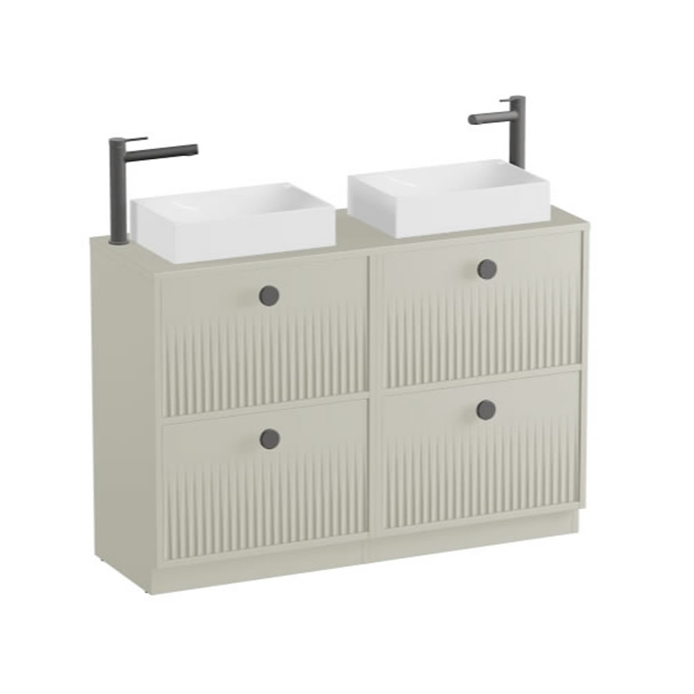 Vado Safari Fluted 1200mm Cashmere Floorstanding Vanity Unit & Worktop