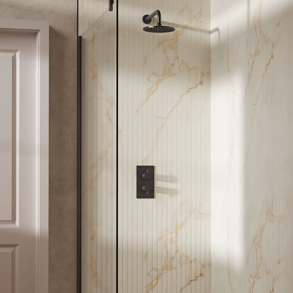 Lifestyle image of Crosswater Design Slate Single Outlet Rainfall Shower Set