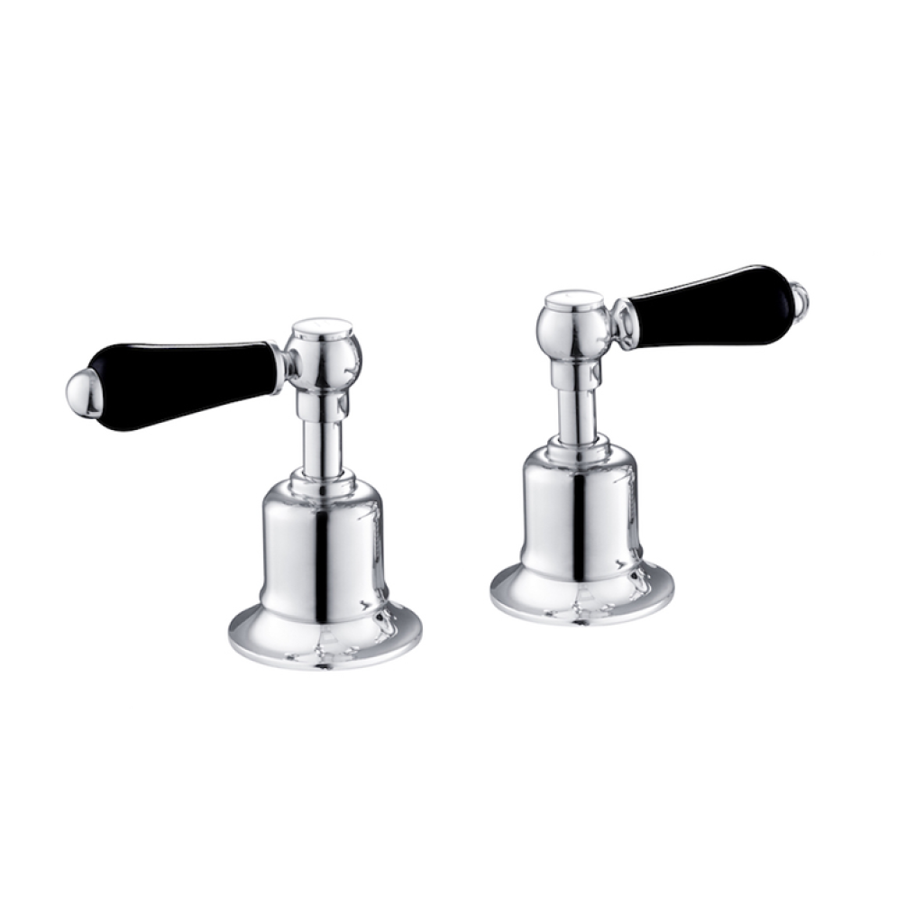 Photo of JTP Grosvenor Lever Chrome Deck Mounted Panel Valves - Black Lever Cutout
