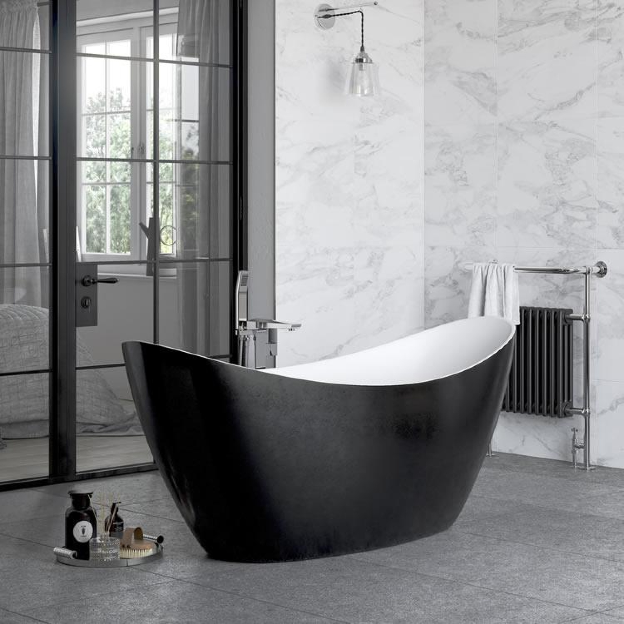Heritage Osterley Matt Black Double Ended Freestanding Bath