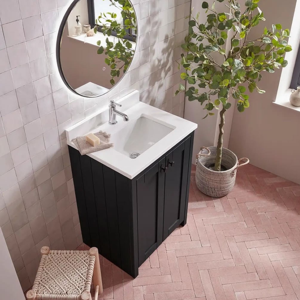 Tavistock Lansdown 600mm Matt Black Undermount Vanity Unit & Worktop - Lifestyle Image