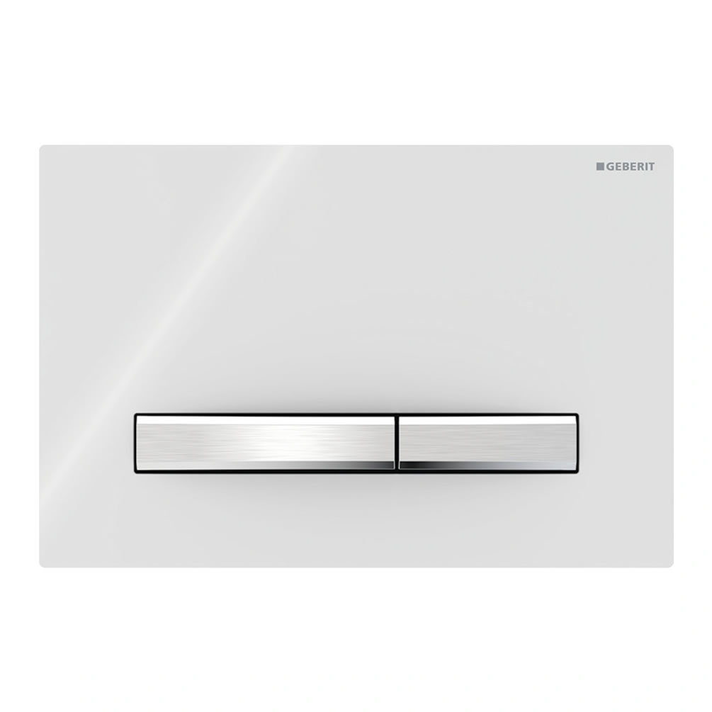 Cutout image of Geberit Sigma50 Square White Glass Dual Flush Plate