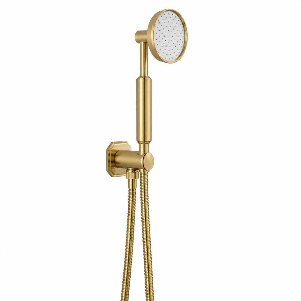 Cut out image of the Crosswater Waldorf Brushed Brass Shower Handset with Outlet