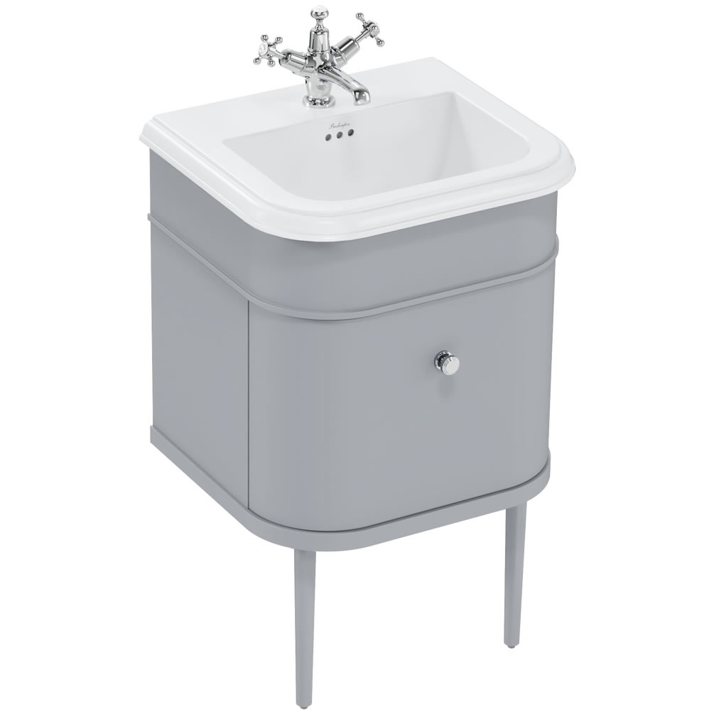 Burlington Chalfont 550mm Wall Hung Vanity Unit, Ceramic Basin & Grey Legs