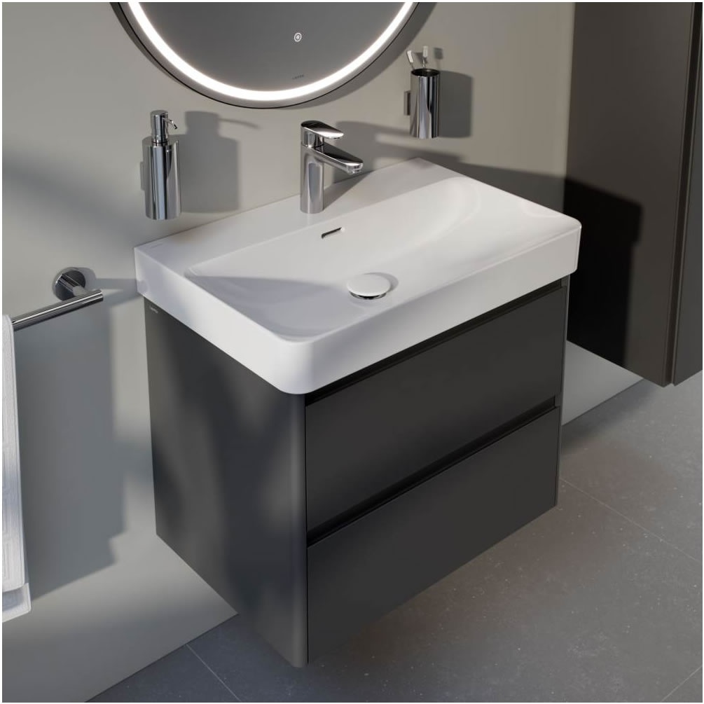 Lifestyle image of Laufen Base 2.0 Traffic Grey 700mm Wall-Hung Vanity Unit & Basin