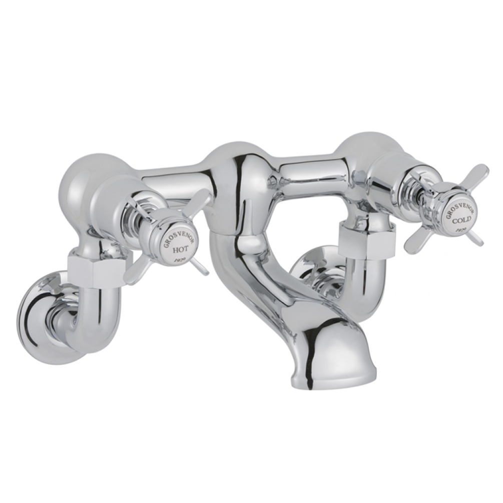 Photo of JTP Grosvenor Pinch Chrome Wall Mounted Bath Filler - White Indices
