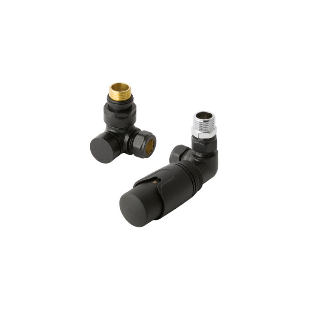 Photo of Eastbrook Matt Black Corner Thermostatic Radiator Valves