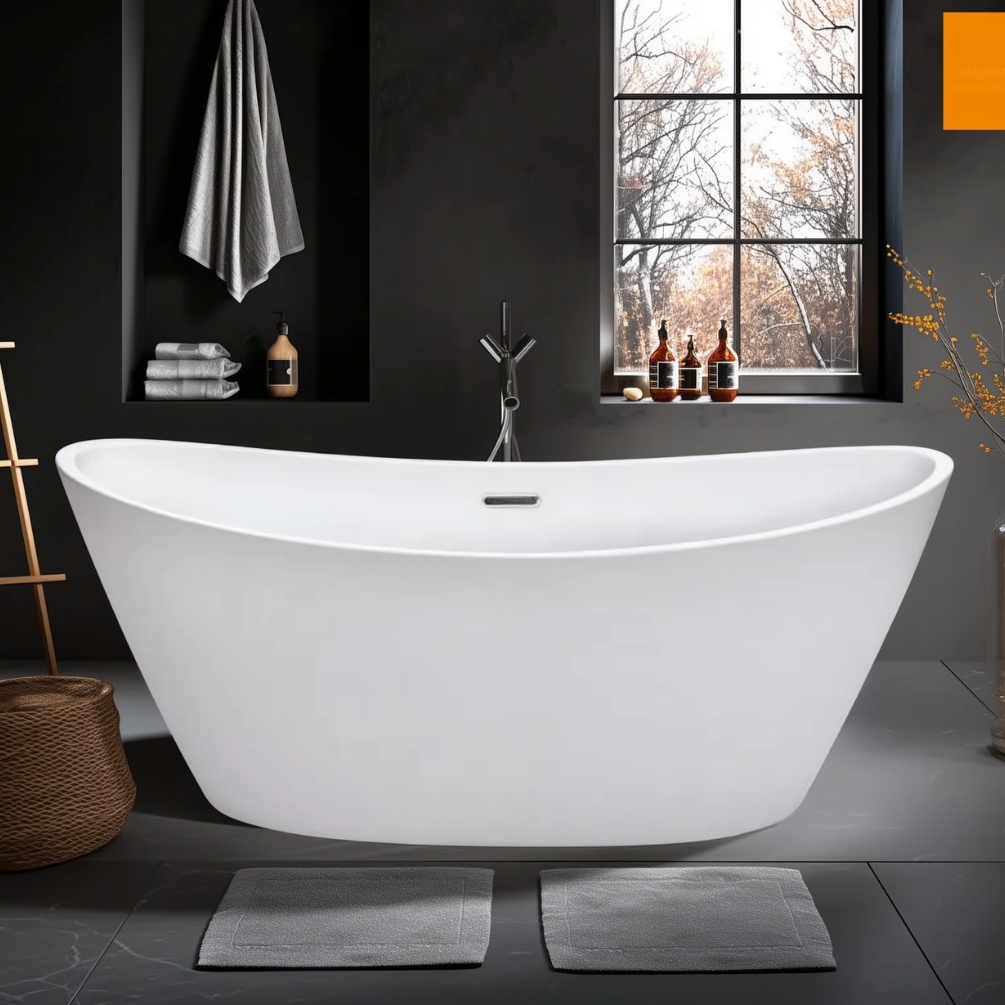 Product lifestyle image Sanctuary Osorno 1700mm x 750mm Gloss White Freestanding Boat Bath - SB208
