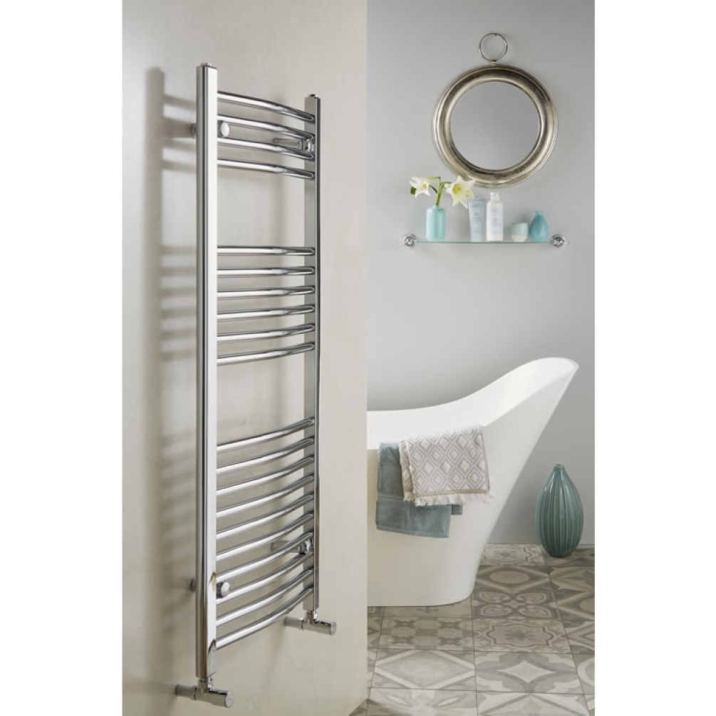 Velaro Elan 1800mm x 600mm Chrome Curved Towel Radiator Lifestyle