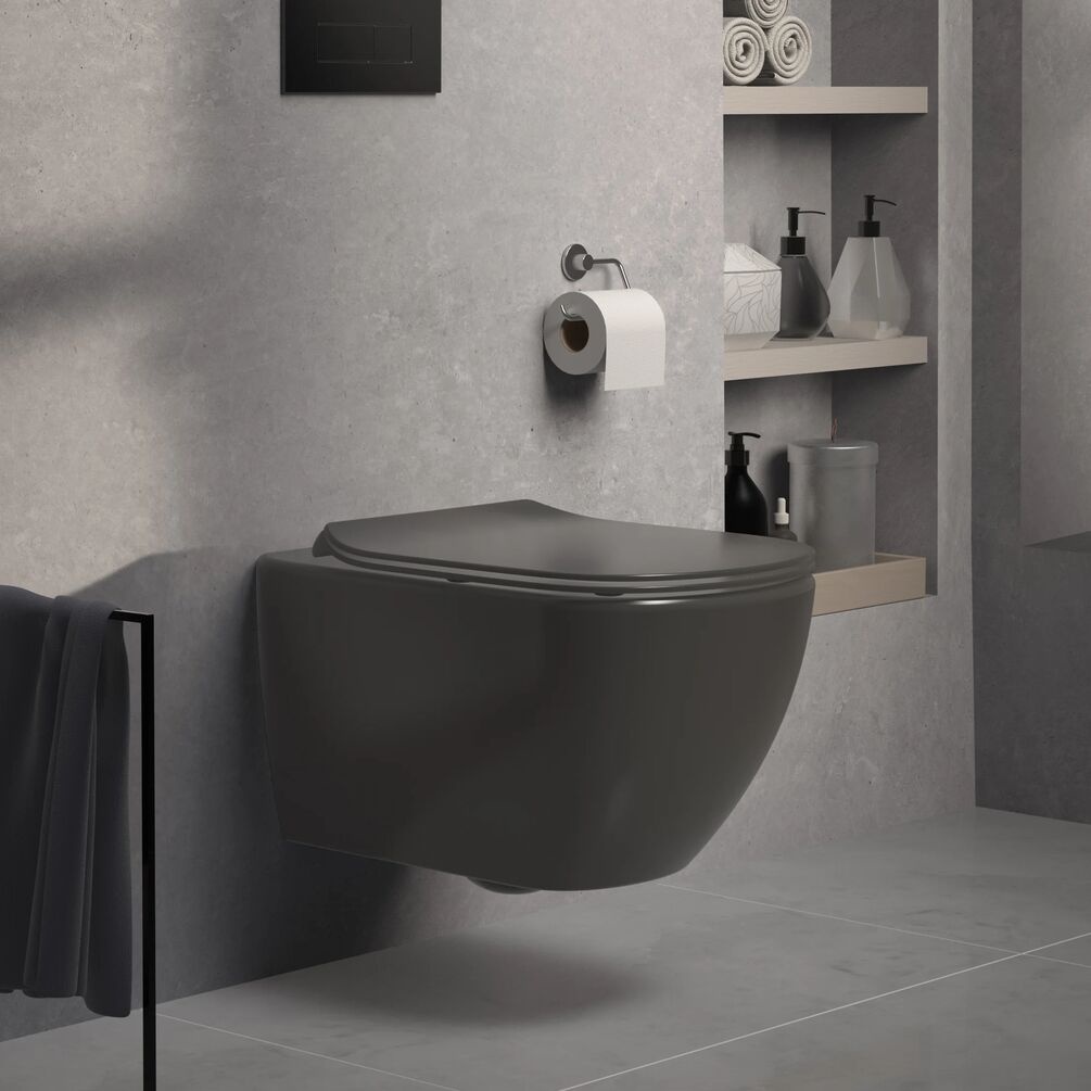 Lifestyle image of Ideal Standard Silk Black Tesi Wall-Hung Toilet